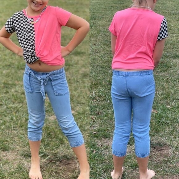 Zara Girls | Blue Paperbag Chambray Pants | Size 5 - Picture 2 of 12
